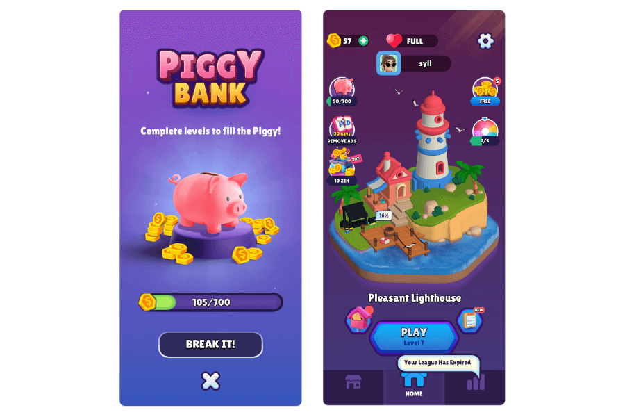 piggy bank in game hexa sort